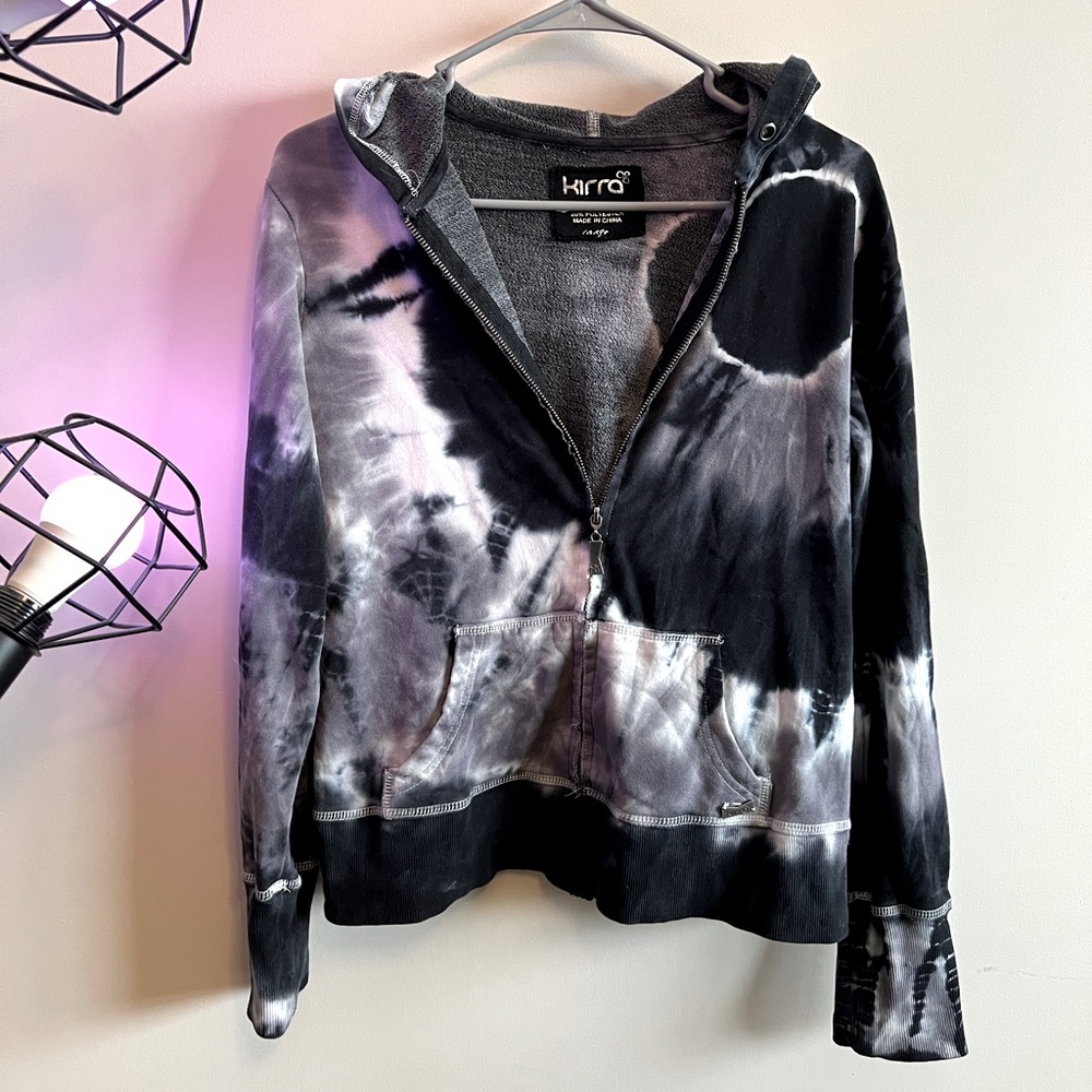 Black & White Tie Dye Zip-Up Hoodie